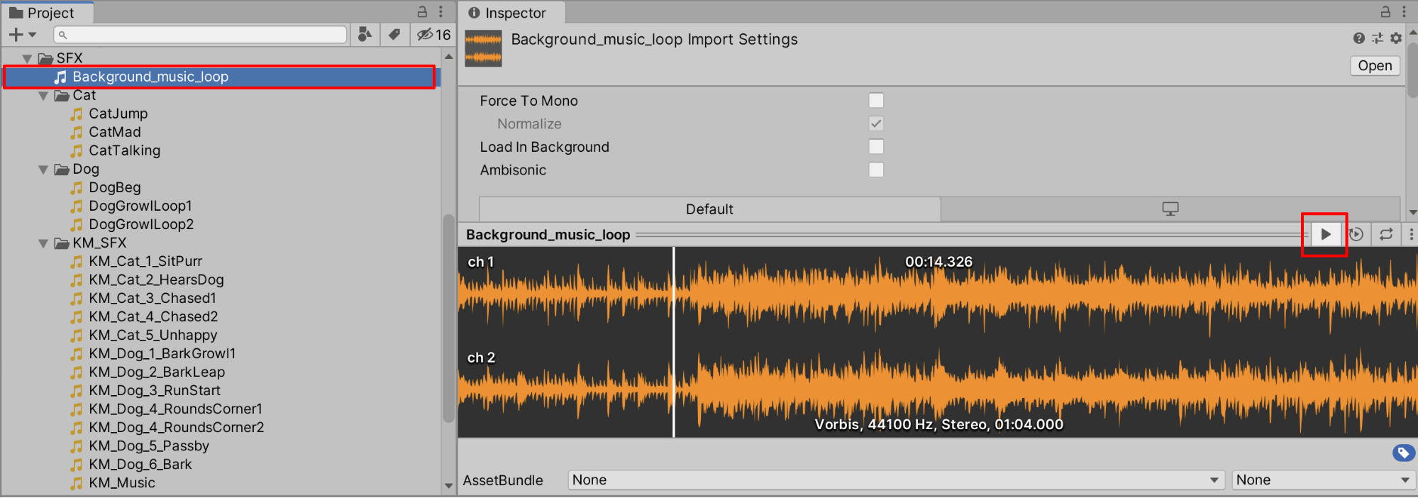 Figure 01: Listening to an audio file in the Inspector