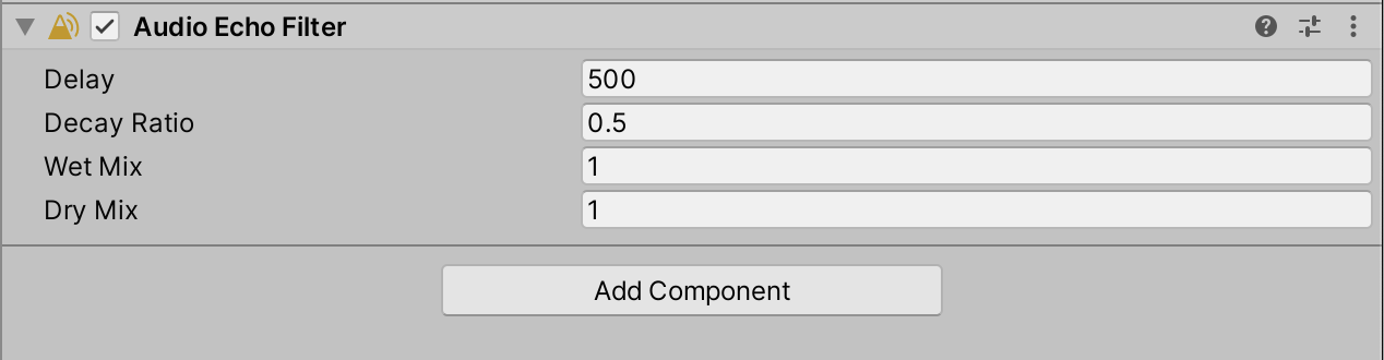 Figure 21: The default settings for the Audio Echo Filter