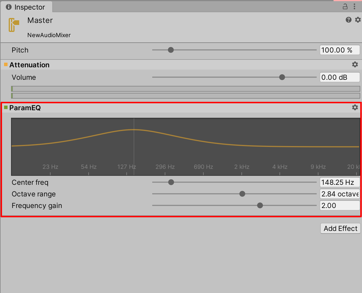 Figure 14: Adjusting the ParamEQ curve to enhance bass
