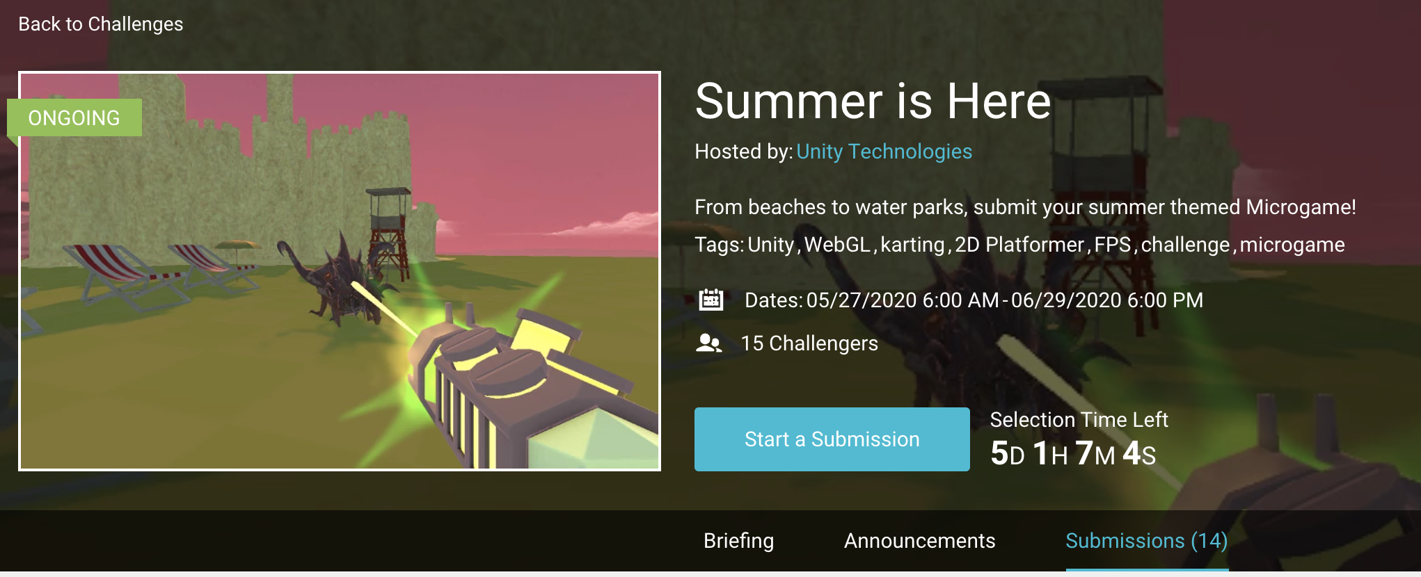 Challenge hosted by Unity in June 2020