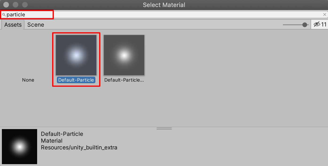 Selecting the Default-Particle material.