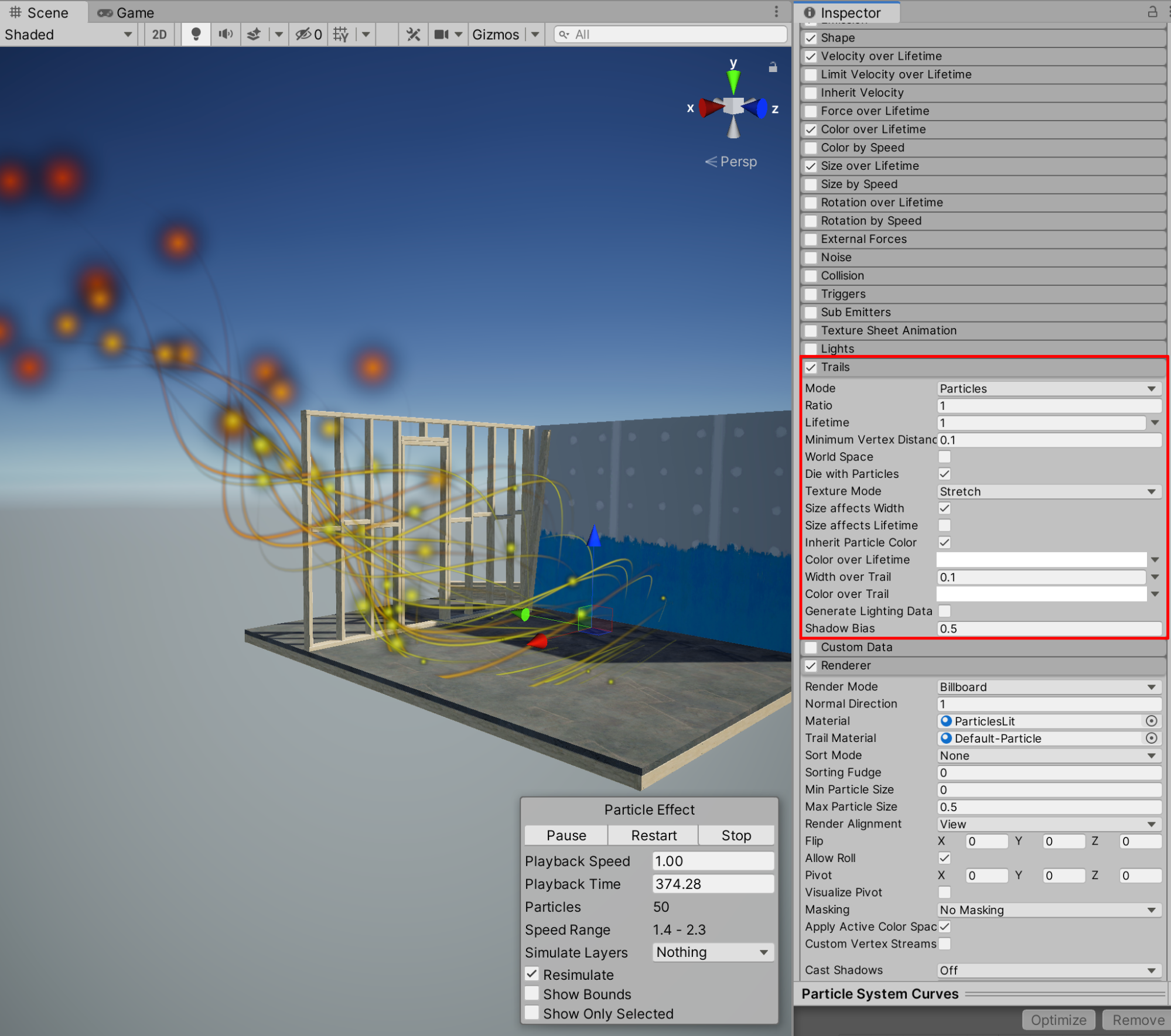 Selecting the Trails effect.