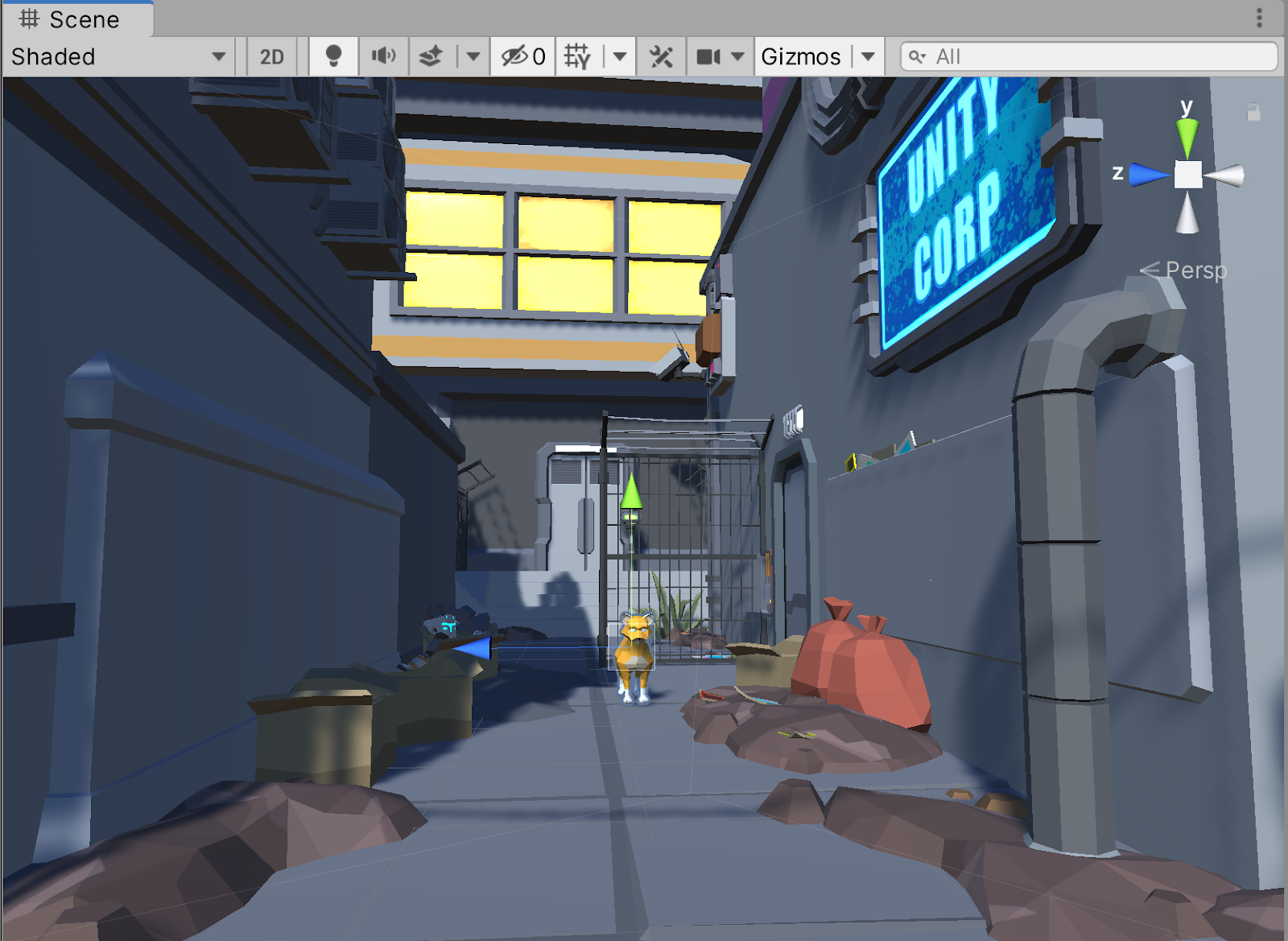 Figure 09: Placing the cat in the Scene and setting its first keyframe