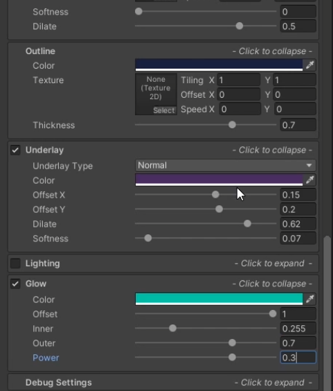 Figure 22: Extra settings needed to create a border around the title