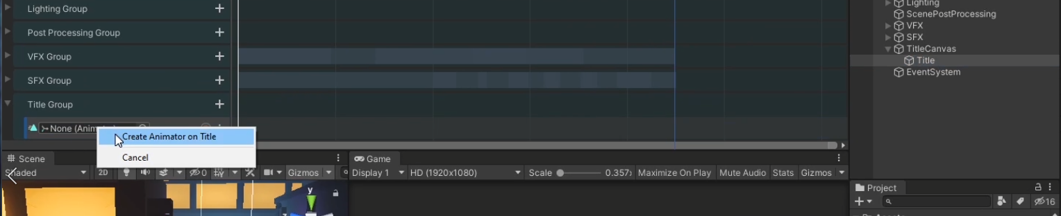 Figure 26: Assigning the animation track to “Title”