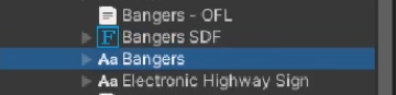 Figure 07: Bangers SDF is above the Bangers font