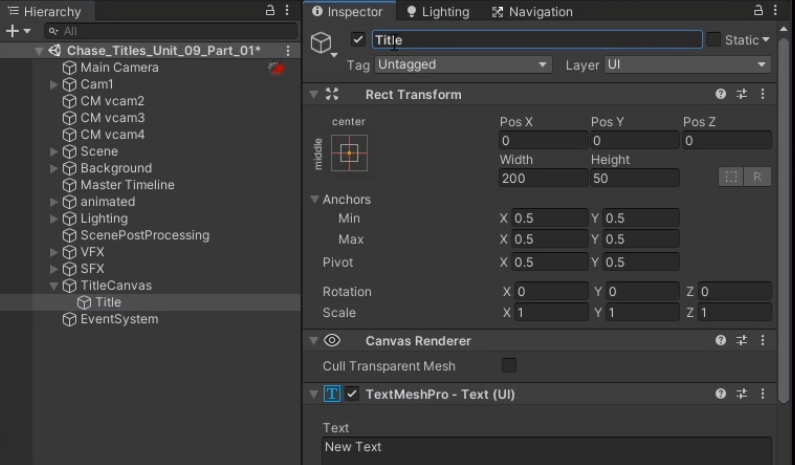 Figure 13: The Title GameObject