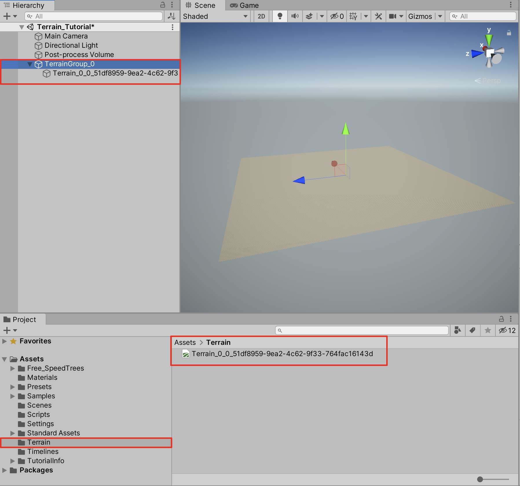 The newly created Terrain using the Terrain Toolbox window.