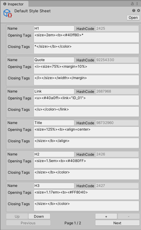 Figure 02: A look at the Default Style Sheet in the Inspector