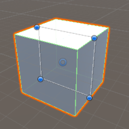 Figure 05: Move, rotate, and scale handles visible on a 2D object with the Rect Transform tool