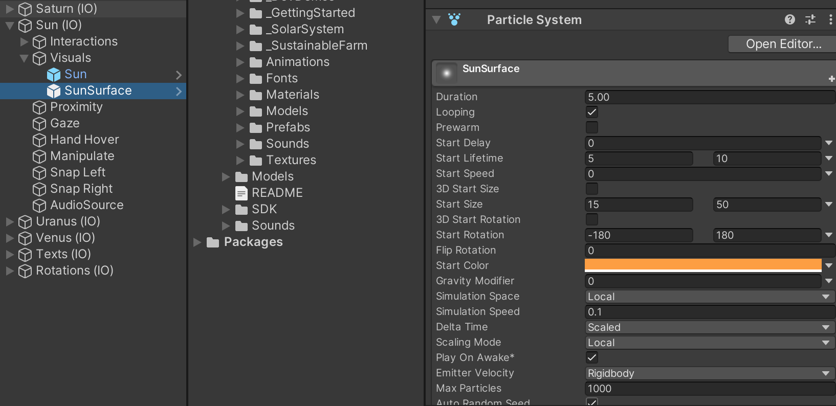 Sun Surface particle system
