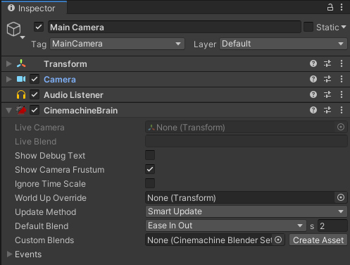 Figure 02: Adding the Cinemachine Brain