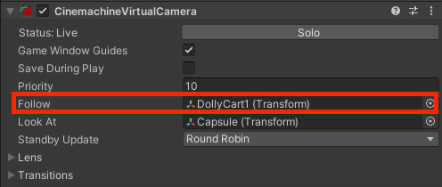 Figure 05: Assign the Dolly Cart to the Follow parameter on the Virtual Camera