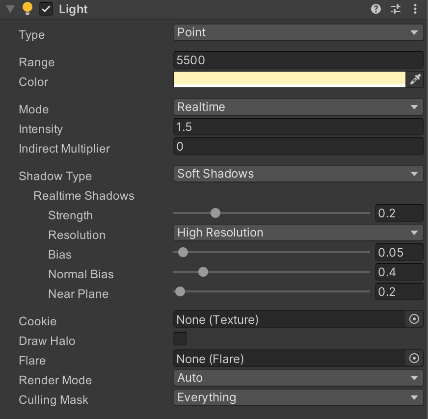 Point Light parameters