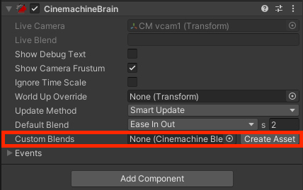 Figure 02: Click here to create a Cinemachine Blender Settings file.