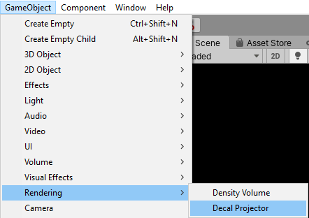 Figure 04: Adding the Decal Projector to the Scene