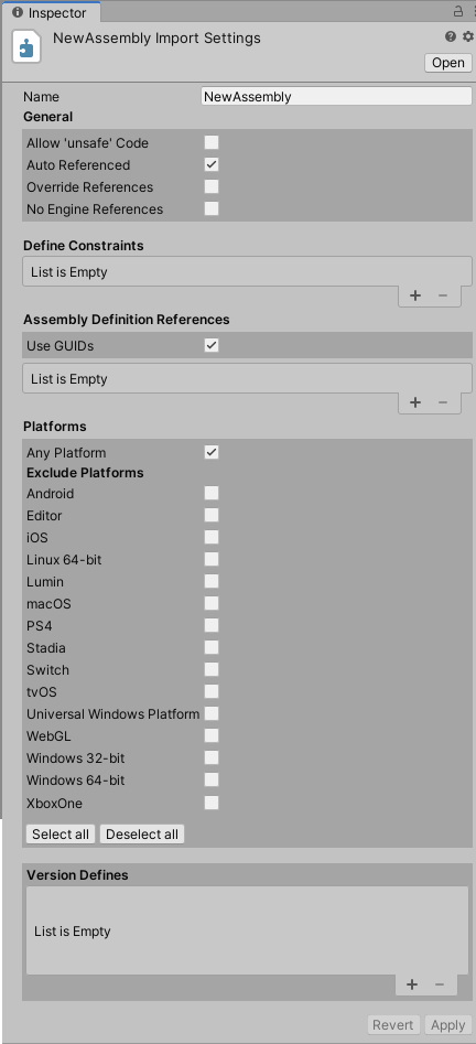 Figure 01: Options for a New Assembly