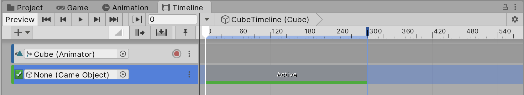 Figure 02: Activation Track in the Timeline Editor window