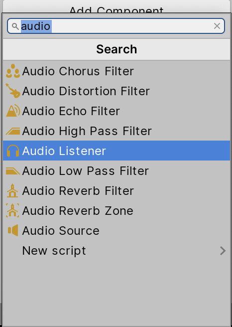 Figure 06: Adding a Audio Listener component