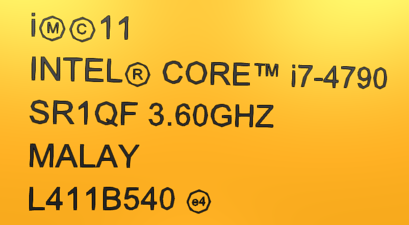 Figure 09: Text on a CPU, before the Repair Mesh operation.