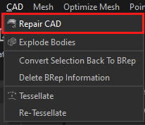 Figure 05: Repair CAD menu entry