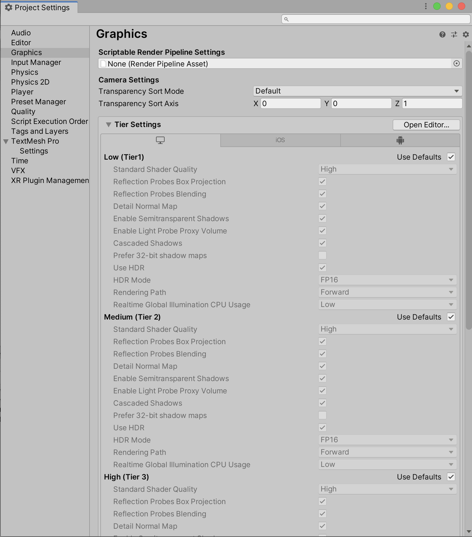 Figure 01: Graphic Settings in the Inspector Window