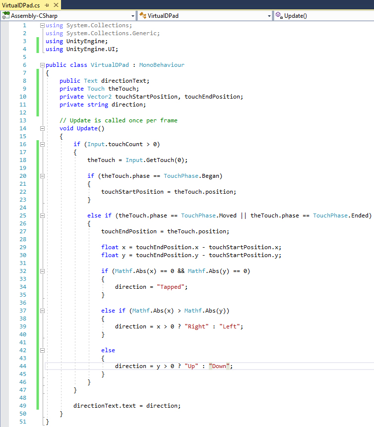 Figure 05: The completed VirtualDPad script