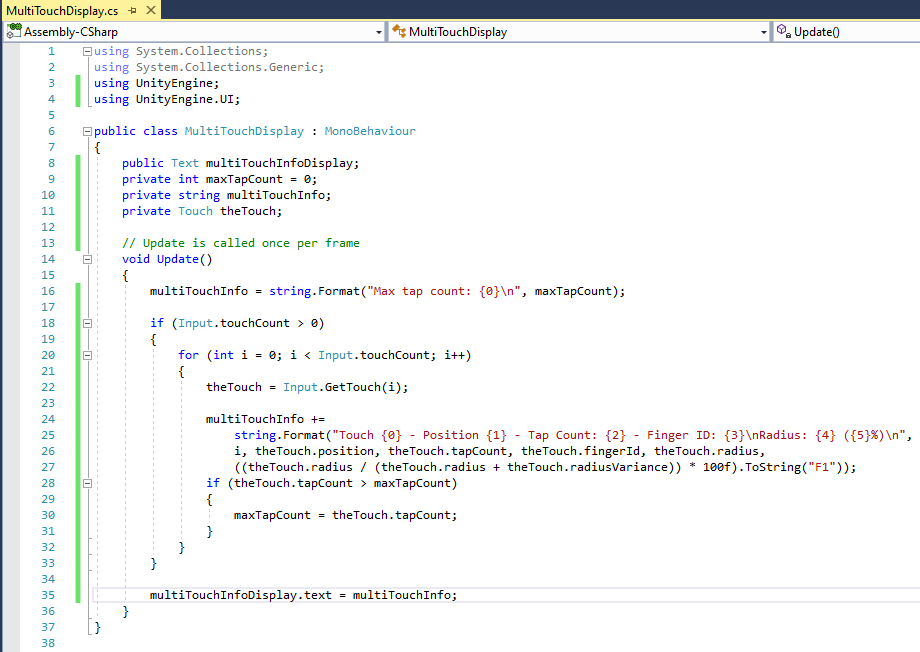 Figure 07: The completed MultiTouchDisplay script