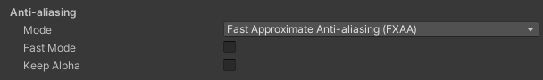 FXAA settings in the Post-process Layer.
