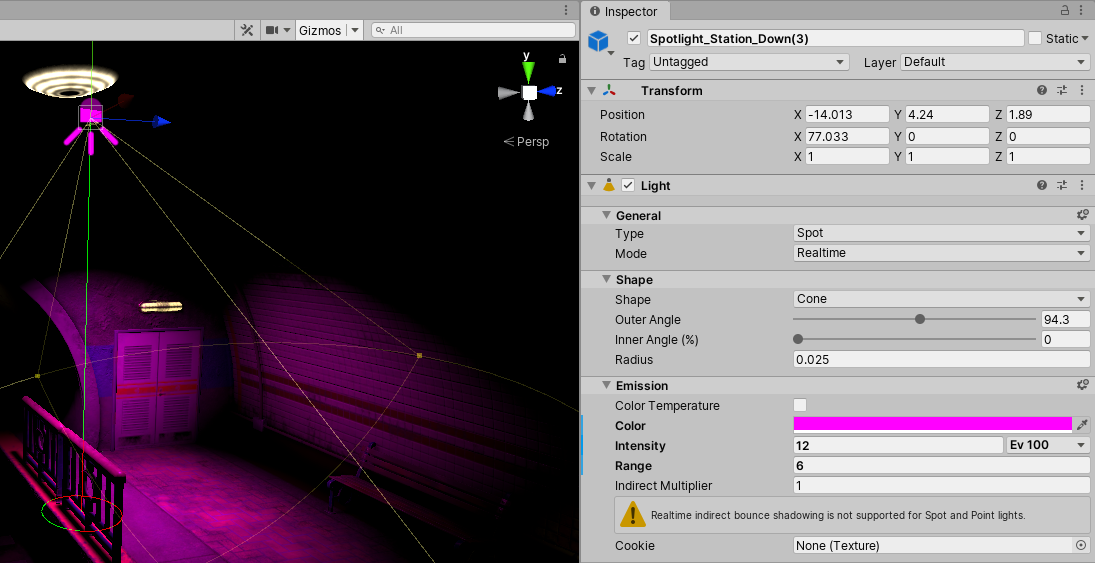 Figure 01: Example of a Light with a magenta color and adjusted range