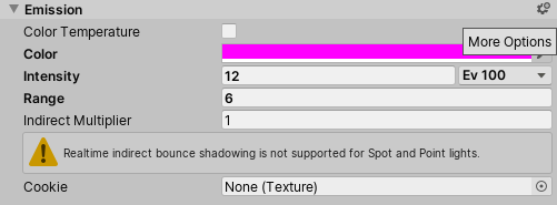 Figure 02: The Emission properties of the Light in the Inspector window
