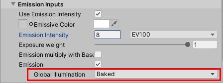Figure 07: Emission turned on and set to Baked Global Illumination