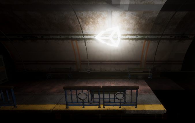 Figure 01: An illuminated Unity logo in a Scene using the High Definition Render Pipeline