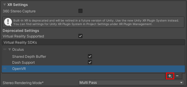 Figure 06: Selecting a VR SDK