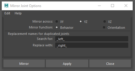 Figure 05: Mirror Joint Tool