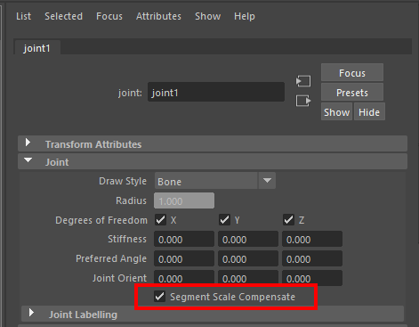 Figure 07: Segment Scale Compensate checkbox in Attribute Editor