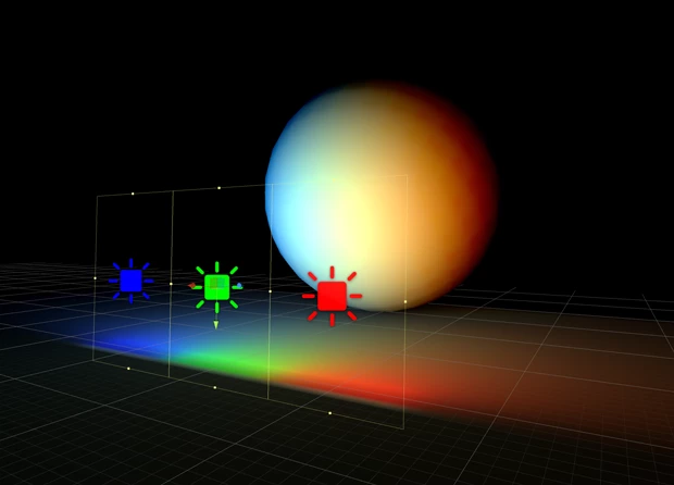 Figure 15: Light is emitted across the surface of an Area Light, producing a diffuse light with soft shadowing.