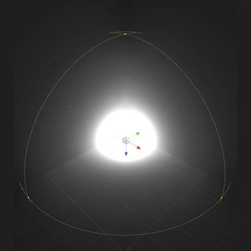 Figure 12: Point Lights emit light in all directions. The spherical gizmo represents the range of the light. Light will fall off to zero when it reaches this limit; however, bounced or indirect light can continue much farther.