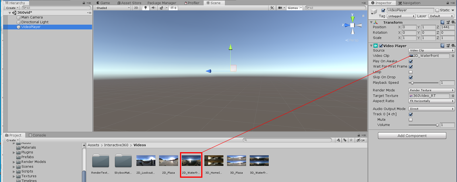 Figure 12: Telling the VideoPlayer which video clip to play