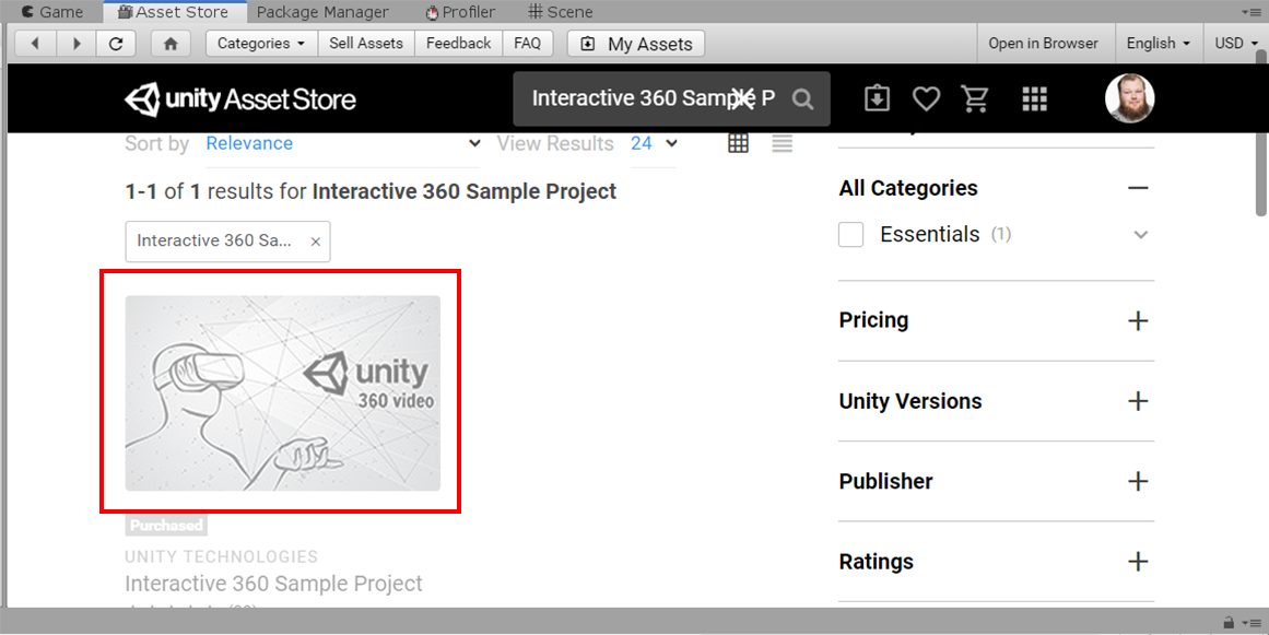 Figure 02: Interactive 360 Sample Project