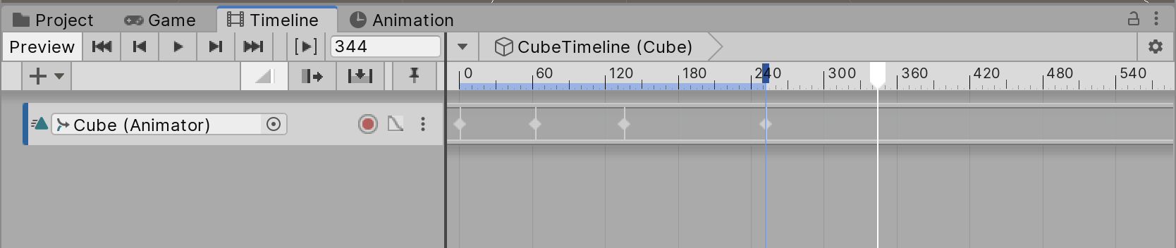Figure 06: Completed basic animation track in the Timeline Editor window