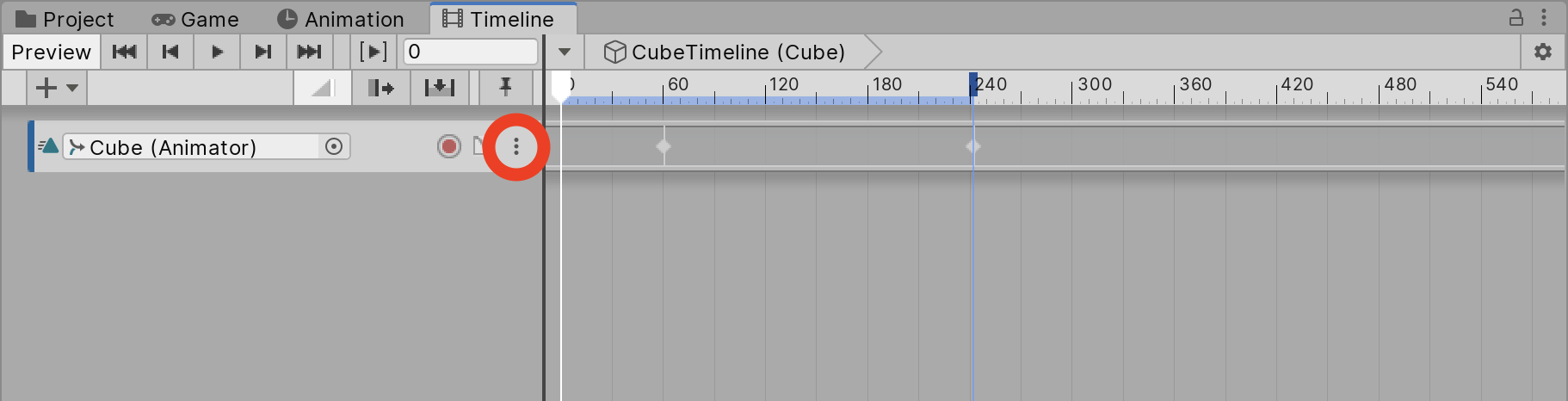Figure 02: Context menu location on a track within the Timeline Editor