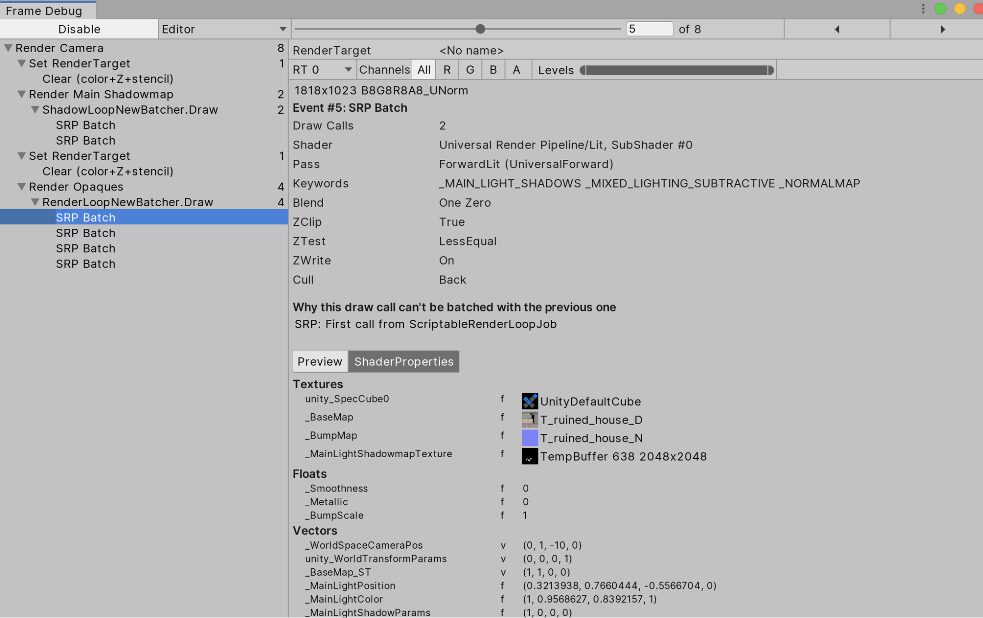 Figure 03: Frame Debug window
