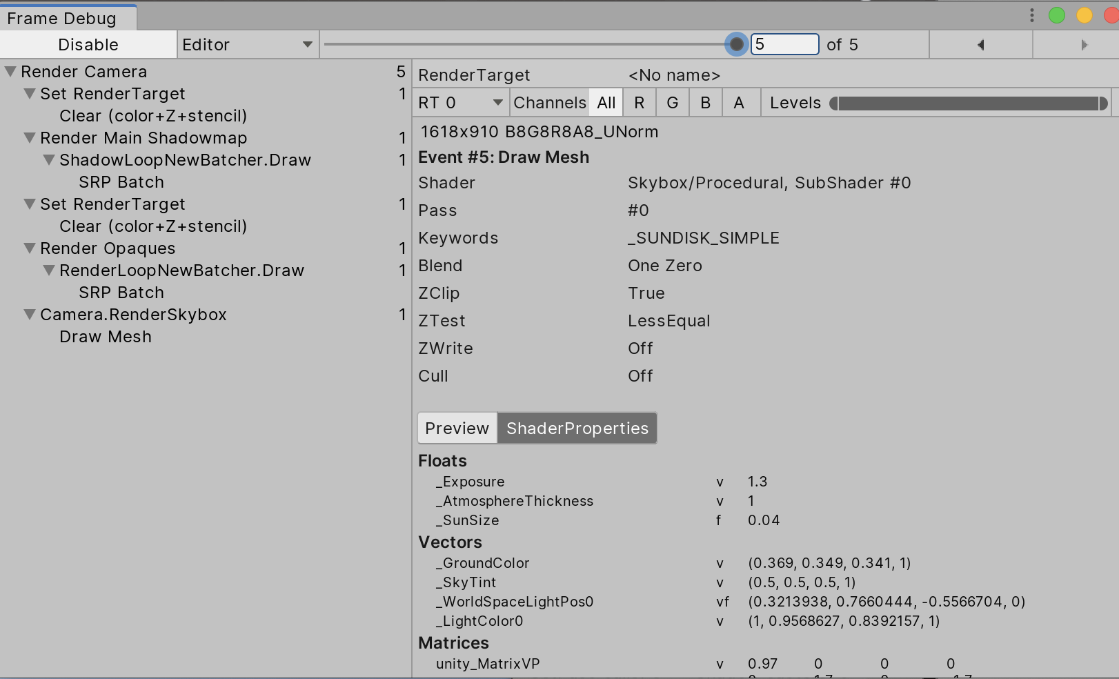 Figure 03: Frame Debugger