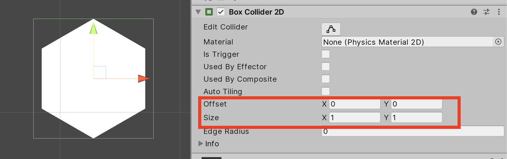 Figure 06: GameObject with a Collider resized to be close-fitting