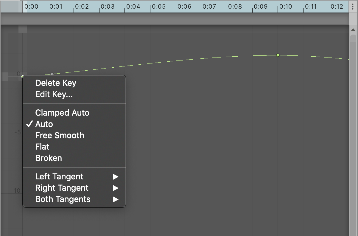Figure 10: Context menu for Tangent presets