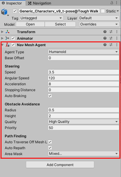 Figure 01: Nav Mesh Agent Settings