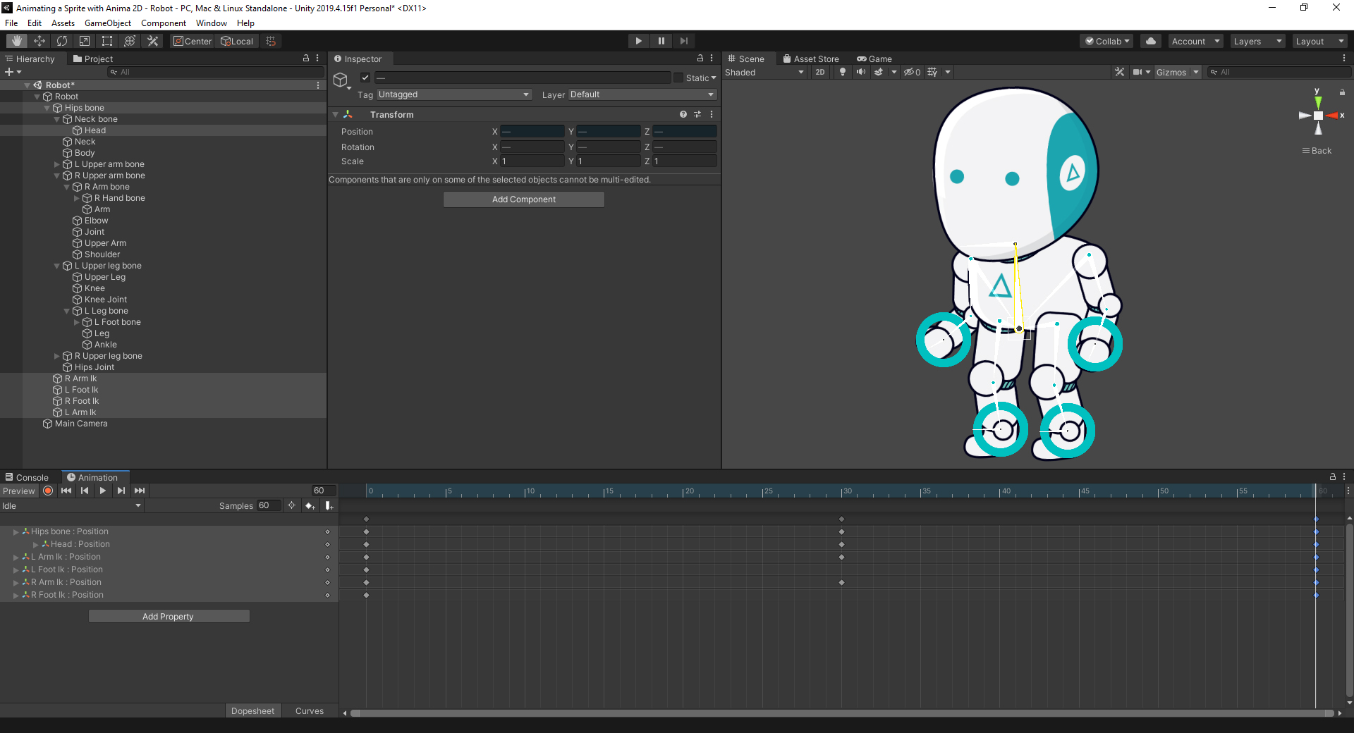 Figure 11: Idle animation with all the keyframes set