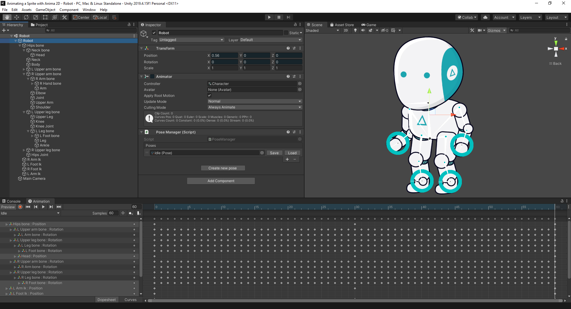 Figure 12: Idle animation after Anima2D baking