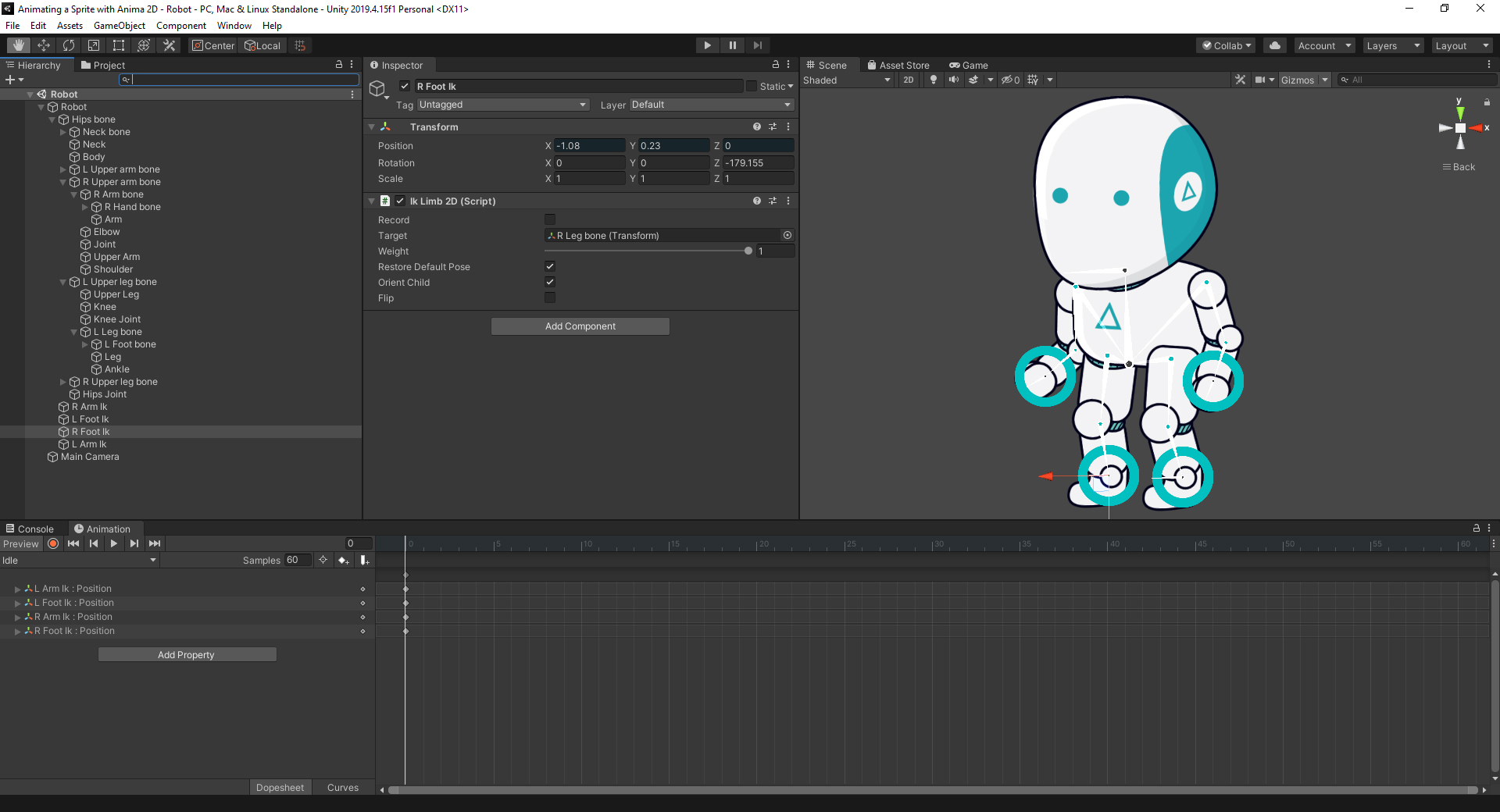 Figure 09: Setting the reference keyframes for the IKs